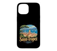 Carcasa para iPhone 15 Vintage Saint Tropez Francia Viaje Souvenir Monumento Regalo