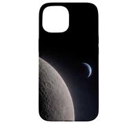 Carcasa para iPhone 15 Vista de la Superficie Lunar con la Escena astronómica de la Media Luna de la Tierra