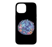 Carcasa para iPhone 15 Watercolor Dragon Flowers Beautiful Art Colorful Graphic
