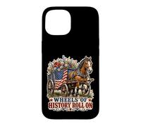 Carcasa para iPhone 15 Wheels of History - Carro con Bandera Estadounidense
