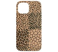 Carcasa para iPhone 15 Wild Safari Animal Patchwork Beige Pattern Collage