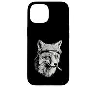 Carcasa para iPhone 15 Zorro Cigarrillo Fuma Mafia Meme Animal
