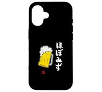 Carcasa para iPhone 16 "ビール 酒 ほぼみず 飲み Divertida de caligrafía con Letras