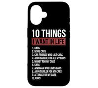 Carcasa para iPhone 16 10 Cosas Que Quiero en la Vida Coches Garaje Amante de los Coches
