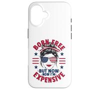 Carcasa para iPhone 16 4 de Julio Mujer desordenada nació Libre Pero Ahora Soy Cara