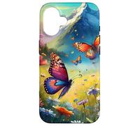 Carcasa para iPhone 16 a Bunch of Butterflies Playing surrounds of Daisy Flowers