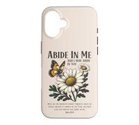 Carcasa para iPhone 16 Abide In Me Juan 15:4 Biblia Cristiana Escritura Flores