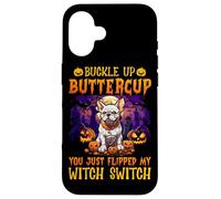 Carcasa para iPhone 16 Abróchate el botón Buttercup You Just Flipped My Witch