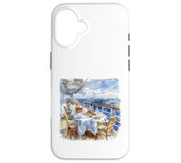 Carcasa para iPhone 16 Acuarela Cubierta de Crucero Comedor Vista del Velero