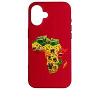 Carcasa para iPhone 16 African Animal Map Juneteenth Flag Colors Pride Black Africa