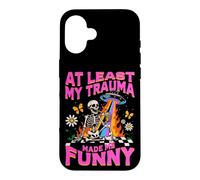 Carcasa para iPhone 16 Al Menos Mi Trauma Me Hizo Divertido Diseño Esquelético