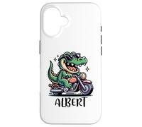 Carcasa para iPhone 16 Albert Fun Alligator - Diseño de Motocicleta para niños con Nombre Albert