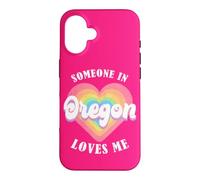 Carcasa para iPhone 16 Alguien en Oregon Me ama Corazón Retro Groovy