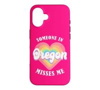 Carcasa para iPhone 16 Alguien en Oregon me extraña corazón Retro Groovy