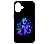 Carcasa para iPhone 16 Alien Cyborg DJ Robot Grabar Techno Música Cool Aliens