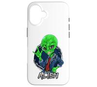 Carcasa para iPhone 16 Alien Rockstar Funny Martian Outer Space Sci Fi Invasión
