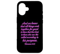 Carcasa para iPhone 16 All Things Work Together For Good Romans 8:28 Versículo de la Biblia
