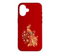 Carcasa para iPhone 16 Amante de los Azulejos de Mahjong Phoenix con Forma de pájaro fénix en Flor