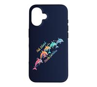 Carcasa para iPhone 16 Amante de los Delfines Oak Island NC Familia Vacaciones en la Playa