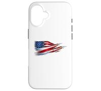 Carcasa para iPhone 16 American Patriotic Fighter Jets USA Flag ondeando el 4 de Julio