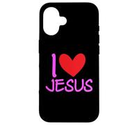 Carcasa para iPhone 16 Amo a Jesucristo Nombre Hombres Guy BFF Corazón Dios Biblia Bendita