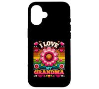 Carcasa para iPhone 16 Amo a mi Abuela, niño, niña, Flor Retro, Abuela, niños