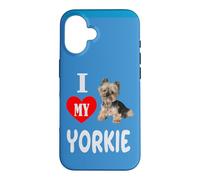 Carcasa para iPhone 16 Amo a mi Perro pequeño Yorkie Yorkshire Terrier Amante de los Animales