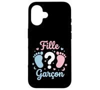 Carcasa para iPhone 16 Annonce grossese Sexe Bebe Baby Shower fille ou Garcon