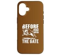 Carcasa para iPhone 16 Antes de Abrir la Puerta Bulldog Advertencia Divertido
