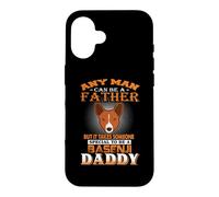 Carcasa para iPhone 16 Any Man Can Be A Father Basenji Dog Daddy Funny Dog Dad