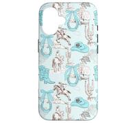 Carcasa para iPhone 16 Aqua & Brown Herradura Bows Cowboy Hat Cowgirl Boots Riding