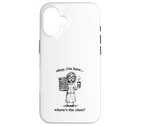 Carcasa para iPhone 16 Aquí Estoy Dónde Está Mi Clase Profe Gracioso