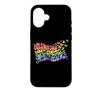 Carcasa para iPhone 16 Arco Iris Bandera Mariposas Gay Orgullo Mes Arte Homosexualidad