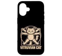 Carcasa para iPhone 16 Arte de Gatos de Vitruvio, anatomía Felina, Divertido Amante de los Gatitos