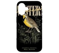 Carcasa para iPhone 16 Arte Vintage de observación de Aves de Western Meadowlark Love Birds