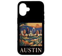 Carcasa para iPhone 16 Austin Texas Skyline Retro Vintage Paisaje Urbano Arte