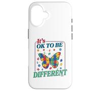 Carcasa para iPhone 16 Autism It's Ok To Be Different Butterfly Puzzle Kid Teacher
