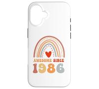 Carcasa para iPhone 16 Awesome Since 1986 40th Birthday Boho Rainbow 40 Years Old