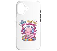 Carcasa para iPhone 16 Axolotl Amphibian Gamer, Gaming Can't Hear You I'm Gaming