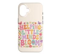 Carcasa para iPhone 16 Ayudando a Little Minds Bloom Teacher Floral Mariposa Manzana