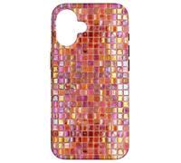 Carcasa para iPhone 16 Azulejos de Mosaico de Vidrio Italiano Sicilia Rosa Naranja Preppy