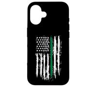 Carcasa para iPhone 16 Back The Green Thin Green Line American Flag Border Patrol