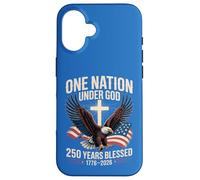 Carcasa para iPhone 16 Bandera de águila One Nation Under God 250 Years Blessed 1776-2026