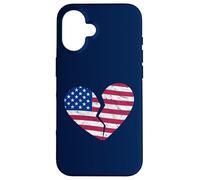 Carcasa para iPhone 16 Bandera de Estados Unidos de América Corazón Roto - Heartbreak en Forma de corazón