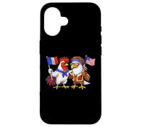 Carcasa para iPhone 16 Bandera de Francia y Estados Unidos Raíces