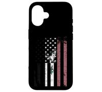 Carcasa para iPhone 16 Bandera de Siria angustiada sobre Bandera Americana