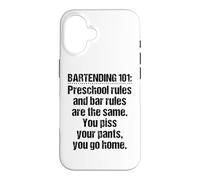 Carcasa para iPhone 16 Bartender Bartending 101 - Reglas de Barra Preescolar, Color Negro