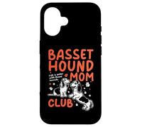 Carcasa para iPhone 16 Basset Hound Mom Club La Vida es Mejor con Basset Hounds Dog