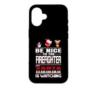 Carcasa para iPhone 16 Be Nice To The Firefighter Santa Is Watching Funny Christmas