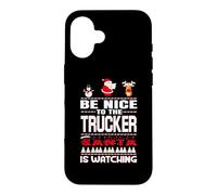 Carcasa para iPhone 16 Be Nice To The Trucker Santa Is Watching Funny Christmas